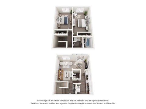 Floor plan for 2 beds, 1.5 baths, 1300 sqft